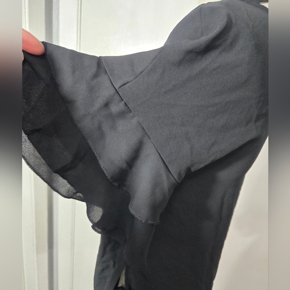 Express Black Ruffle Women Top size Small Side Tie - Picture 4 of 7